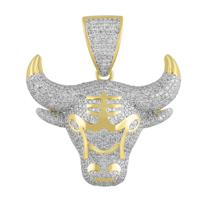 MEN'S CHARM 7.00CT ROUND DIAMOND 10K YELLOW GOLD - Image 1