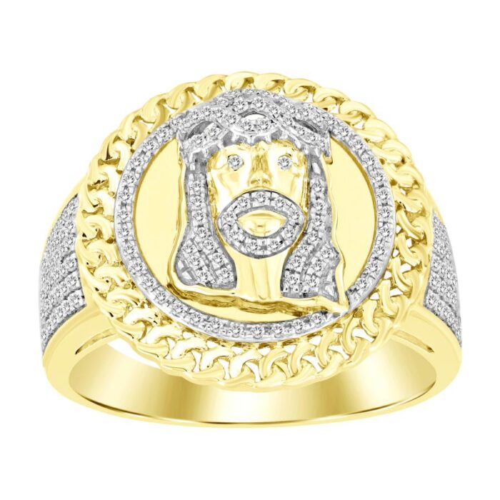 MEN'S RING 0.50CT ROUND DIAMOND 10K YELLOW GOLD - Image 1