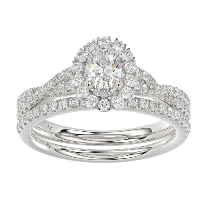 LADIES BRIDAL SET 1.10CT ROUND DIAMOND 14K WHITE GOLD (SI QUALITY) - Image 1