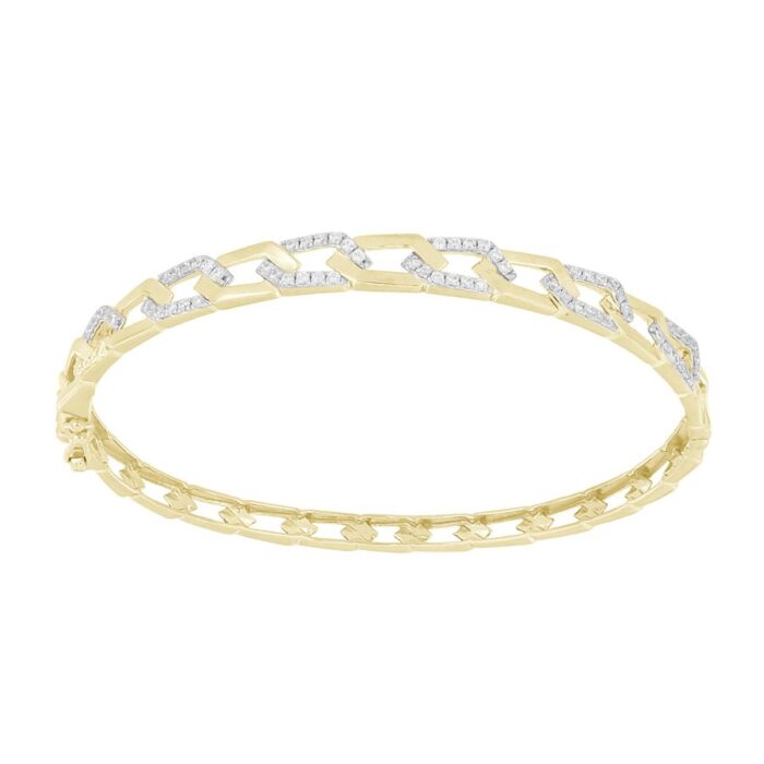 LADIES BANGLE 0.50CT ROUND DIAMOND 10K YELLOW GOLD - Image 1