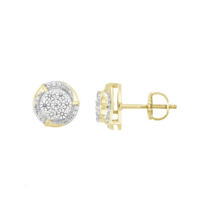 LADIES EARRINGS 0.50CT ROUND DIAMOND 10K YELLOW GOLD