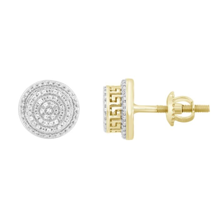LADIES EARRINGS 0.33CT ROUND DIAMOND 10K YELLOW GOLD - Image 1