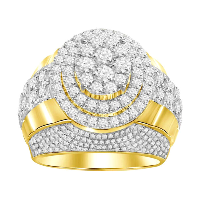 MEN'S RING 3.00CT ROUND DIAMOND 14K YELLOW GOLD - Image 1