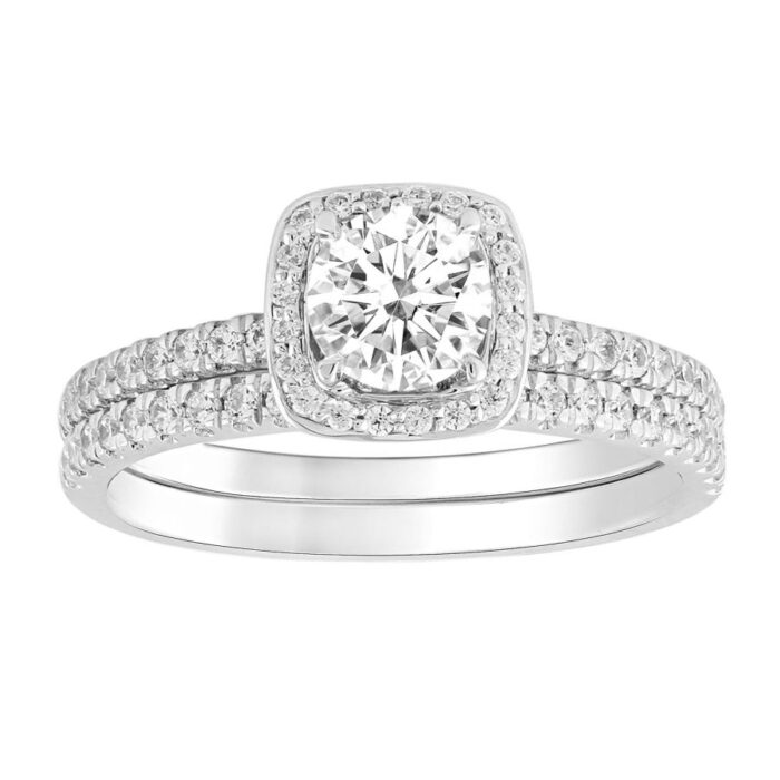 LADIES BRIDAL SET 1.33CT ROUND DIAMOND 14K WHITE GOLD (SI QUALITY) (CENTER STONE 0.75CT ROUND DIAMOND) - Image 1