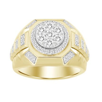 MEN'S RING 1.00CT ROUND DIAMOND 14K YELLOW GOLD
