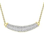 LADIES NECKLACE 0.50CT ROUND/BAGUETTE DIAMOND 14K YELLOW GOLD (SI QUALITY)