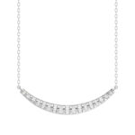 LADIES NECKLACE 0.33CT ROUND/BAGUETTE DIAMOND 14K WHITE GOLD
