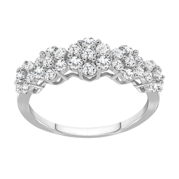 LADIES RING 0.85CT ROUND DIAMOND 10K WHITE GOLD - Image 1