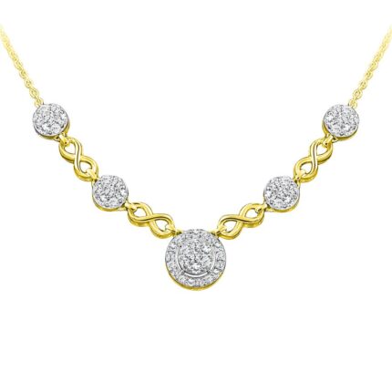 LADIES NECKLACE 1.25CT ROUND DIAMOND 14K YELLOW GOLD