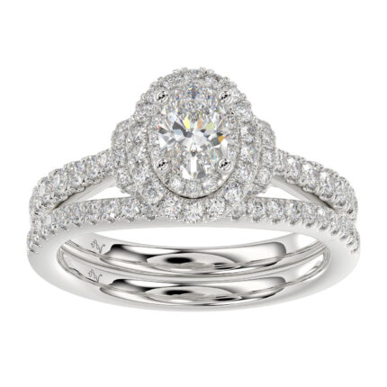 LADIES BRIDAL SET 1.25CT ROUND DIAMOND 14K WHITE GOLD (SI QUALITY) (CENTER STONE 0.50CT EMERALD DIAMOND) LADIES BRIDAL SET 1.25CT ROUND DIAMOND 14K WHITE GOLD (SI QUALITY) (CENTER STONE 0.50CT EMERALD DIAMOND)