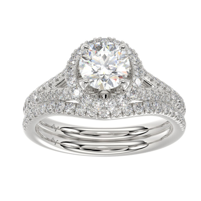 LADIES  SEMI MOUNT BRIDAL SET 0.75CT ROUND DIAMOND 14K WHITE GOLD (SI QUALITY) (CENTER STONE 1.00CT ROUND DIAMOND) - Image 1