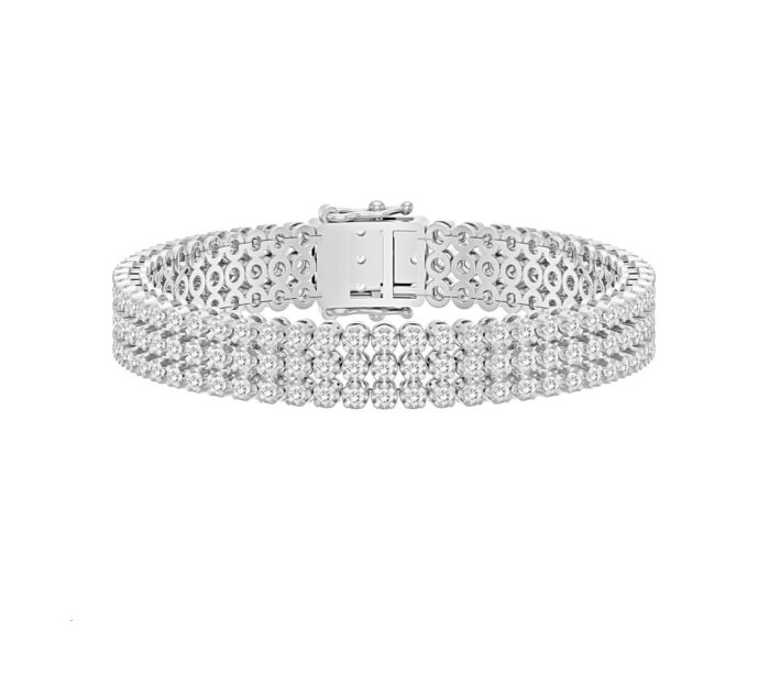 LADIES BRACELET 5.00CT ROUND DIAMOND 14K WHITE GOLD - Image 1