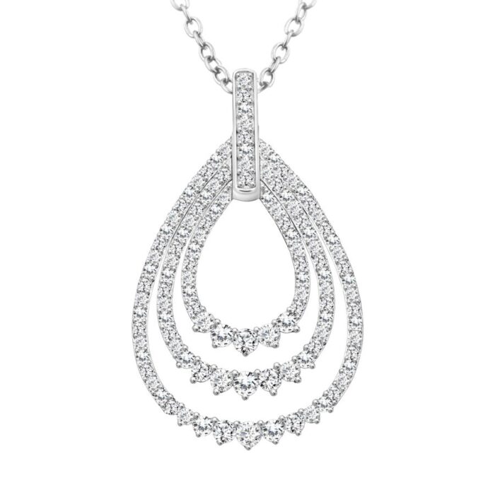 LADIES PENDANT 1.00CT ROUND DIAMOND 14K WHITE GOLD - Image 1