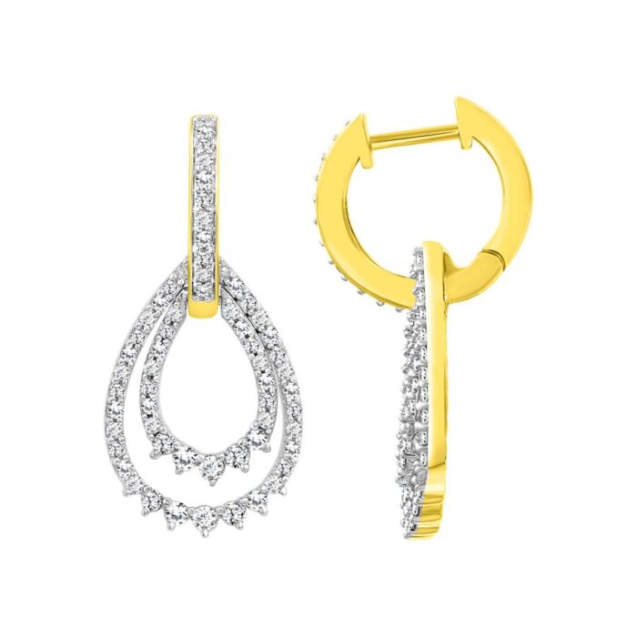 EARRINGS 1.00CT ROUND DIAMOND 14K YELLOW GOLD - Image 1