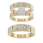 LADIES TRIOS SET 0.33CT ROUND DIAMOND 10K YELLOW GOLD