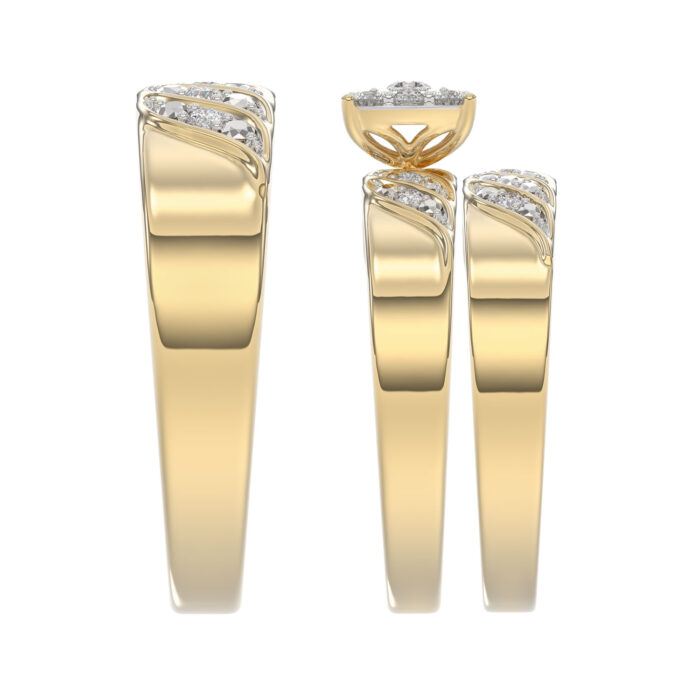 LADIES TRIOS SET 0.33CT ROUND DIAMOND 10K YELLOW GOLD - Image 3