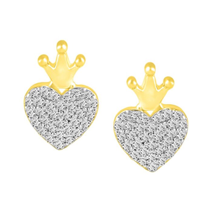 LADIES EARRINGS 0.15CT ROUND DIAMOND 10K YELLOW GOLD - Image 1