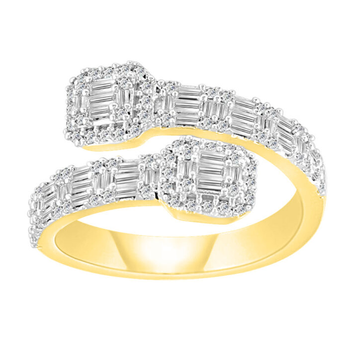 LADIES BAND 0.75CT ROUND/BAGUETTE DIAMOND 14K YELLOW GOLD - Image 1