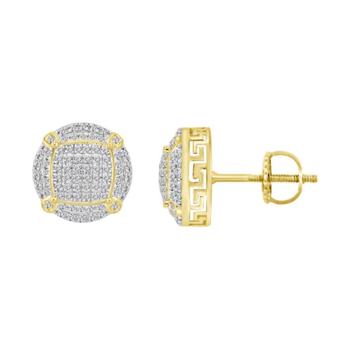 LADIES STUD EARRINGS 0.33CT ROUND DIAMOND 10K YELLOW GOLD - Image 1