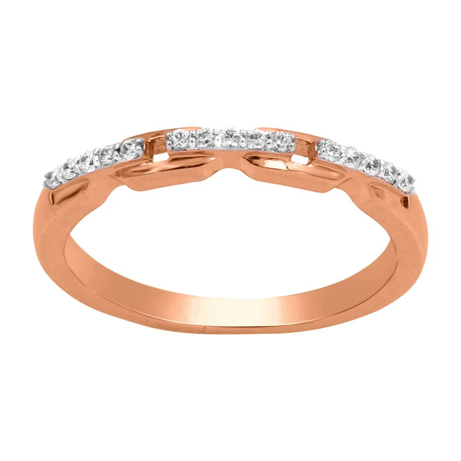 LADIES BAND 0.10CT ROUND DIAMOND 10K ROSE GOLD - Image 1