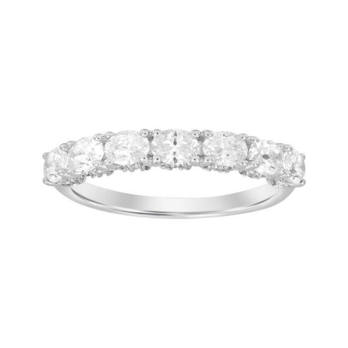 LADIES BAND 1.25CT OVAL DIAMOND 14K WHITE GOLD - Image 1
