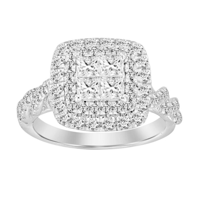 LADIES RING 1.50CT ROUND/PRINCESS DIAMOND 14K WHITE GOLD - Image 1