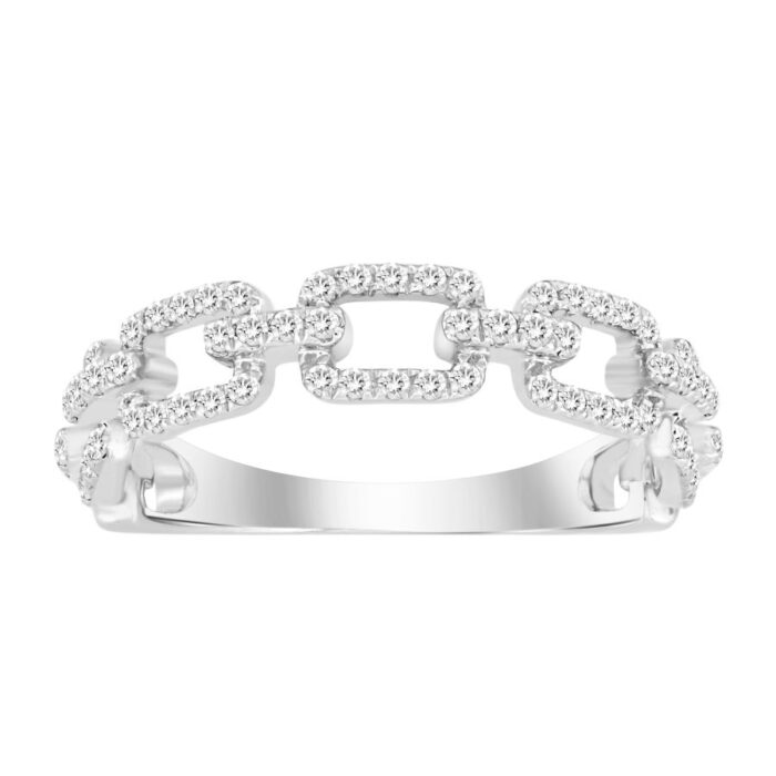 LADIES BAND 0.33CT ROUND DIAMOND 14K WHITE GOLD - Image 1