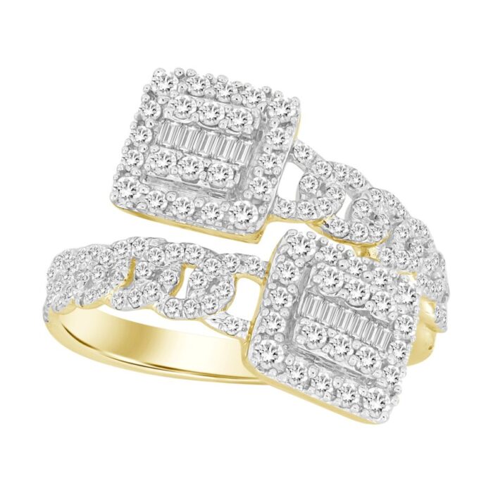 LADIES BAND 0.75CT ROUND/BAGUETTE DIAMOND 14K YELLOW GOLD - Image 1