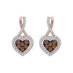 LADIES EARRINGS 0.75CT ROUND DARK BROWN DIAMOND 14K ROSE GOLD (SI QUALITY)