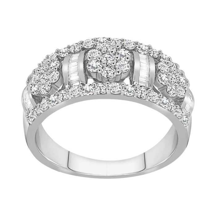LADIES BAND 1.00CT ROUND/BAGUETTE DIAMOND 14K WHITE GOLD - Image 1