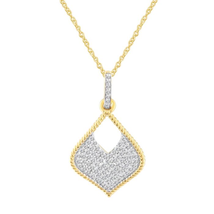 LADIES PENDANT WITH CHAIN 0.12CT ROUND DIAMOND 10K YELLOW GOLD - Image 1