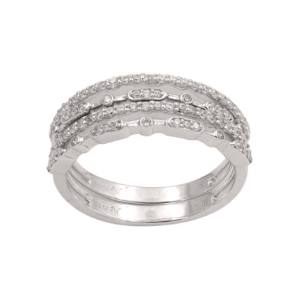 LADIES BAND 0.40CT ROUND DIAMOND 10K WHITE GOLD