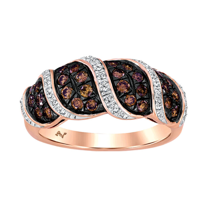 LADIES BAND 0.80CT ROUND/DARK BROWN DIAMOND 14K ROSE GOLD - Image 1