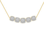 LADIES NECKLACE 1.00CT ROUND/BAGUETTE DIAMOND 14K YELLOW GOLD