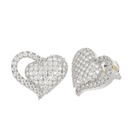 LADIES EARRINGS 0.75CT ROUND DIAMOND 14K WHITE GOLD