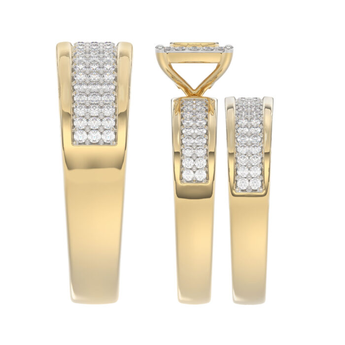 LADIES TRIO SET 1.00CT ROUND DIAMOND 10K YELLOW GOLD - Image 3
