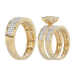 LADIES TRIO SET 1.00CT ROUND DIAMOND 10K YELLOW GOLD - Image 4