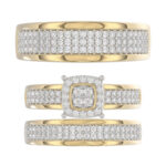 LADIES TRIO SET 1.00CT ROUND DIAMOND 10K YELLOW GOLD - Image 5