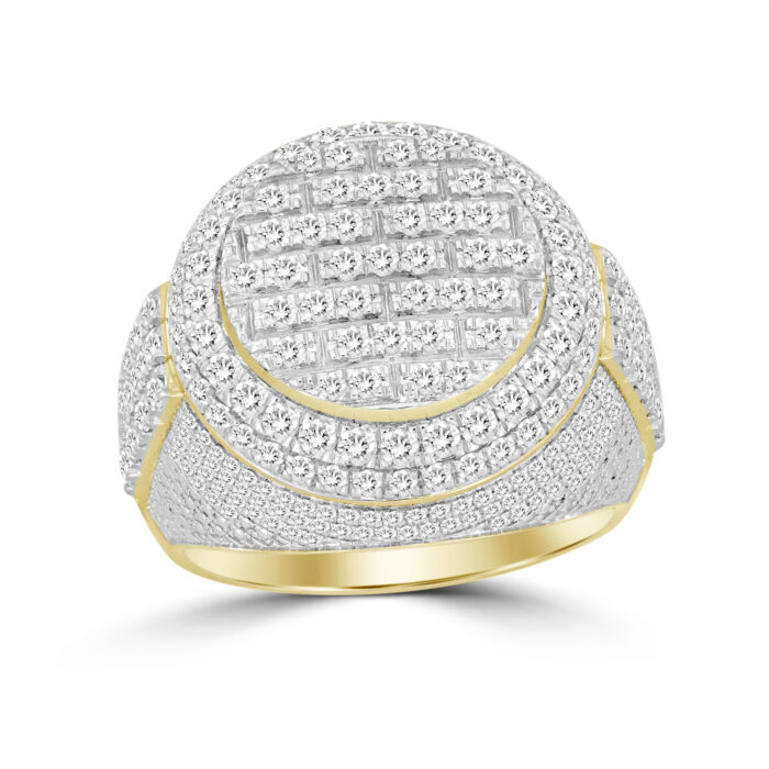 MEN'S RING 2.00CT ROUND DIAMOND 10K YELLOW GOLD - Image 1