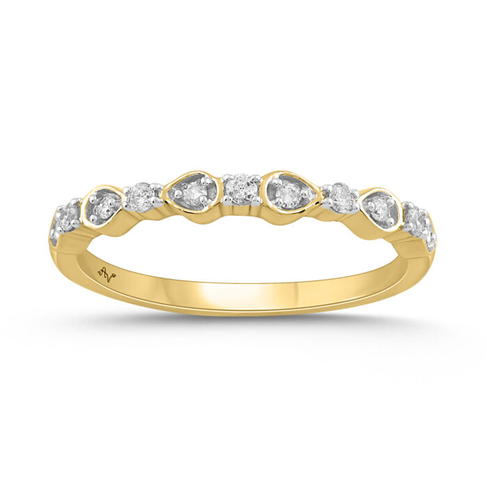 LADIES BAND 0.15CT ROUND DIAMOND 14K YELLOW GOLD - Image 1