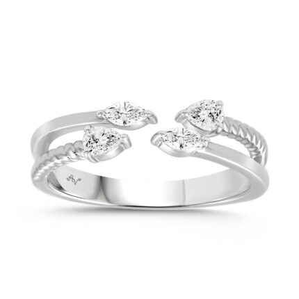 LADIES RING 0.33CT PEAR/MARQUISE DIAMOND 14K WHITE GOLD
