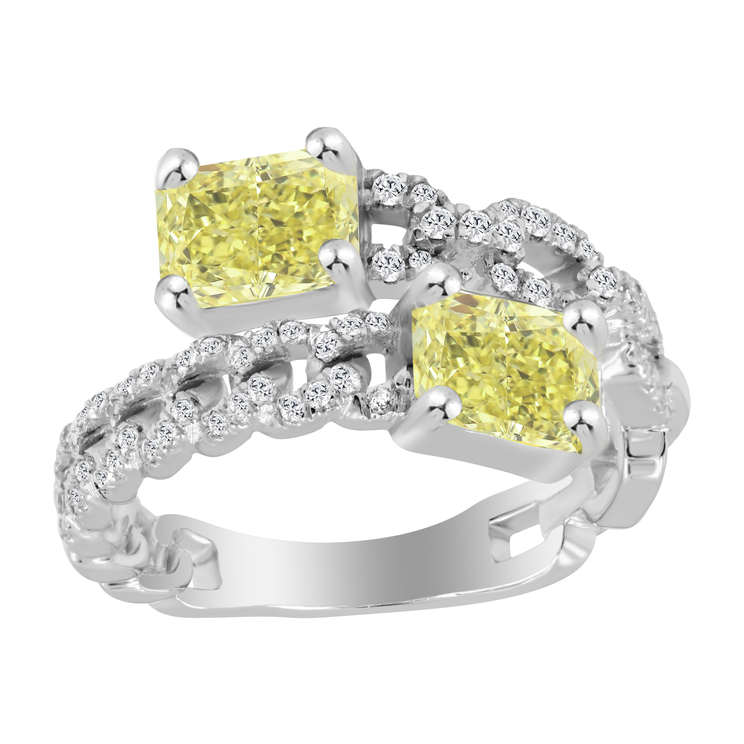 LADIES BAND 0.75CT ROUND/BAGUETTE DIAMOND 14K WHITE GOLD - Image 1