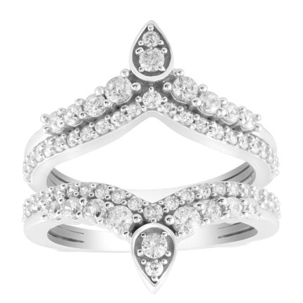 LADIES WRAP RING 1.00CT ROUND DIAMOND 14K WHITE GOLD