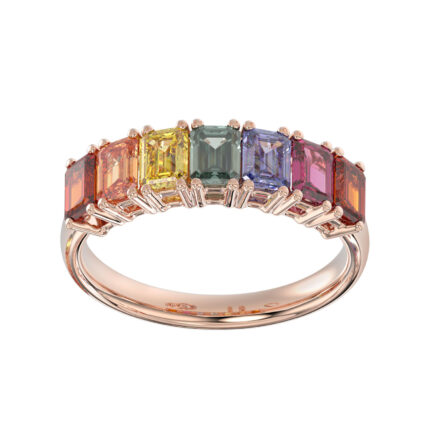LADIES RING 1.75CT EMERALD DIAMOND 14K ROSE GOLD (COLOUR STONE MIX-1.75CT)
