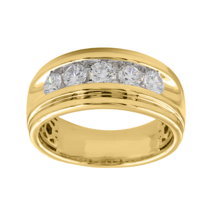 MEN'S  BAND 1.00CT ROUND DIAMOND 14K YELLOW GOLD - Image 1