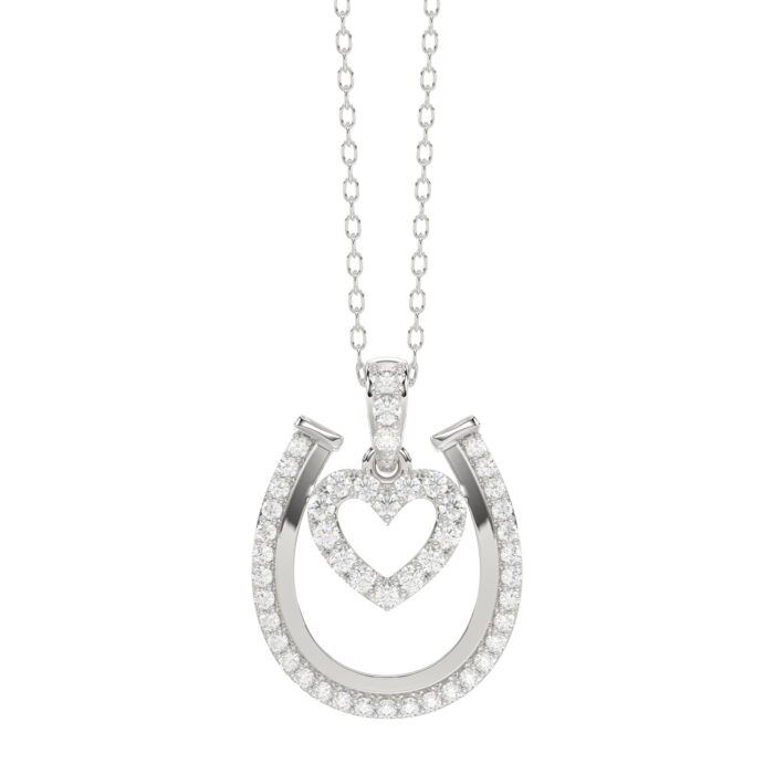 LADIES PENDANT WITH CHAIN 0.25CT ROUND DIAMOND 14K WHITE GOLD - Image 1
