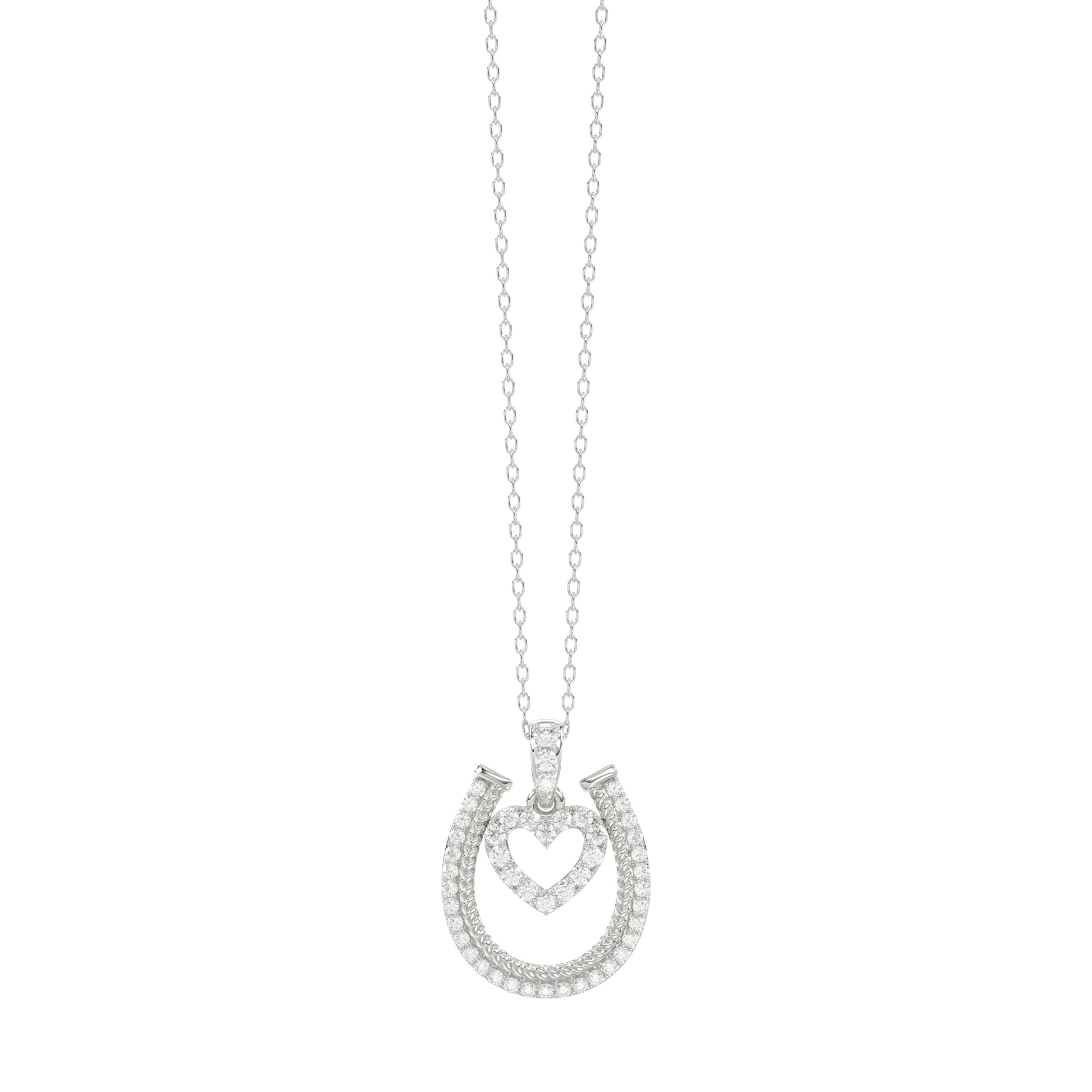 LADIES PENDANT WITH CHAIN 0.25CT ROUND DIAMOND 14K WHITE GOLD - Image 1