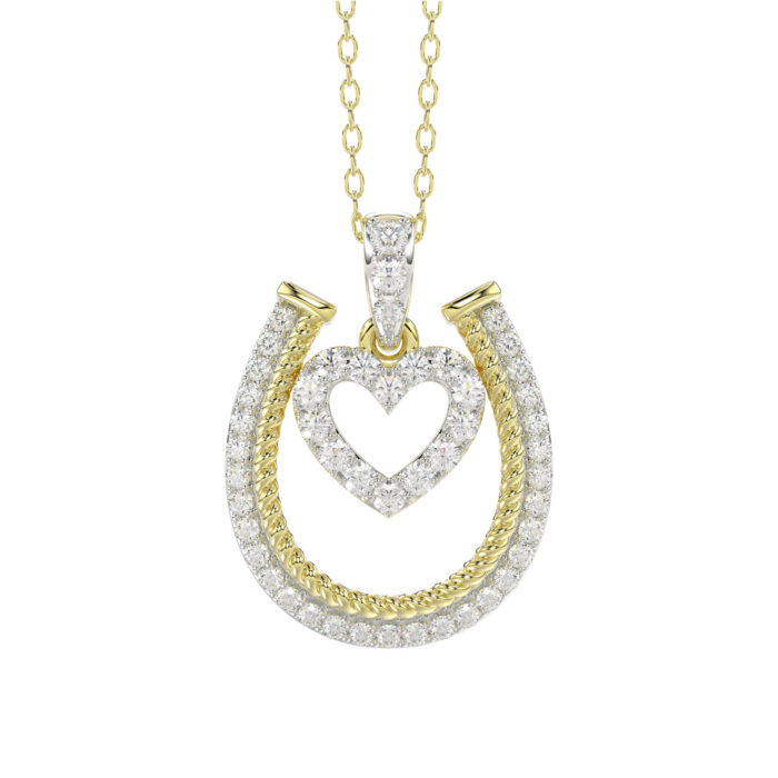 LADIES PENDANT WITH CHAIN 0.25CT ROUND DIAMOND 14K YELLOW GOLD - Image 1