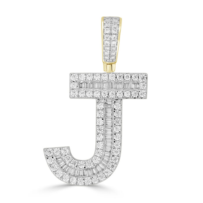 MEN'S CHARM PENDANT 1.20CT ROUND/BAGUETTE DIAMOND 10K YELLOW GOLD - Image 1