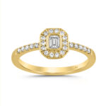 LADIES RING 0.33CT ROUND/EMERALD DIAMOND 10K YELLOW GOLD